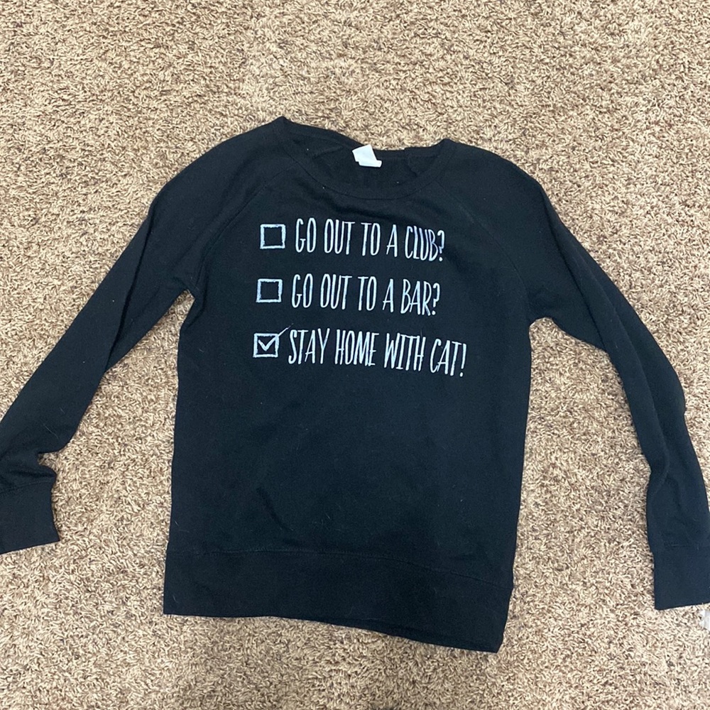 Black Stay Home With My Cat Sweatshirt